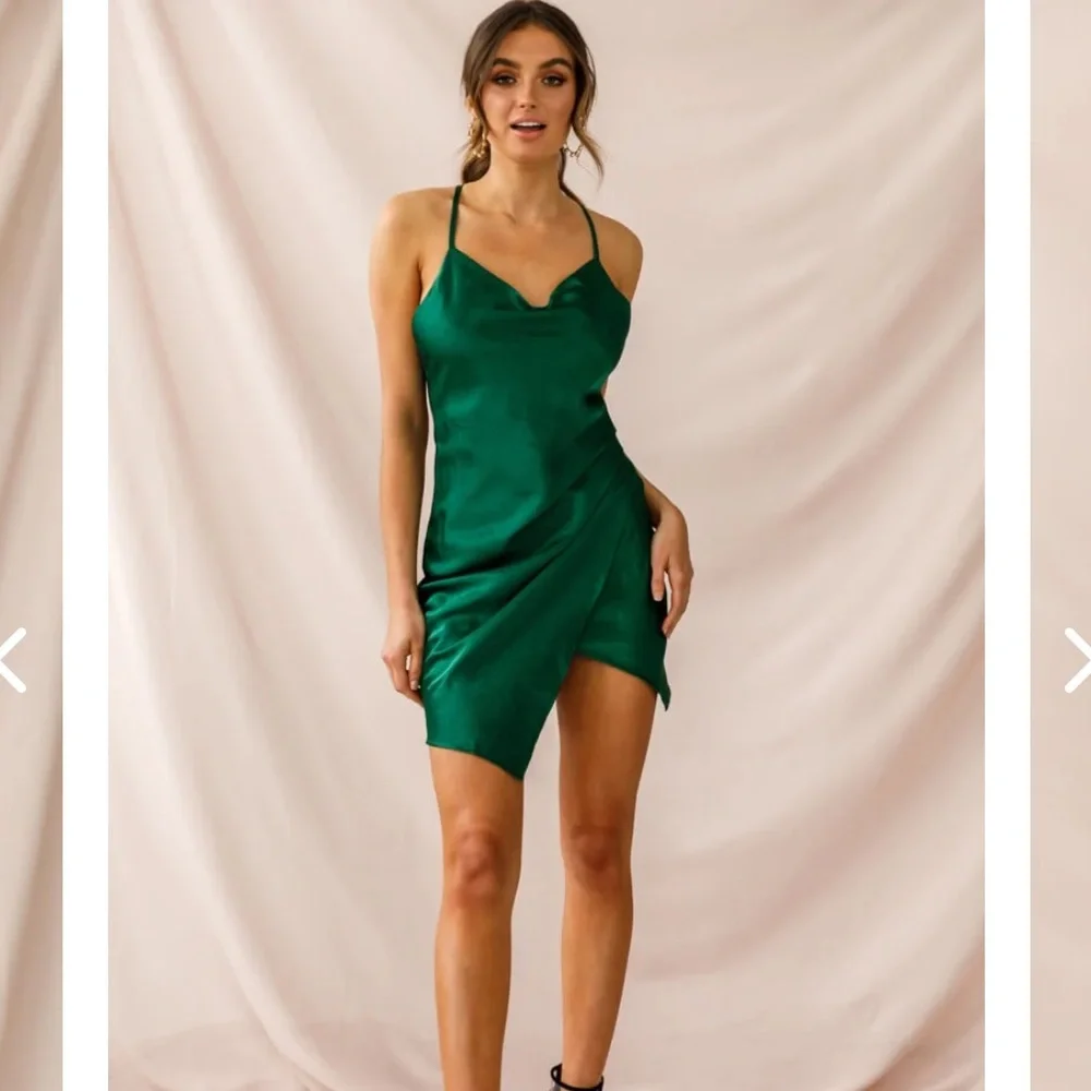 Holiday Dress! Hey Girl Cowl Neck Wrap Front Dress (Forest Green) Selfie Leslie - Picture 1 of 3